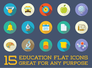 Set of Raster Education Flat Icons can be used as Logo or Icon in premium quality