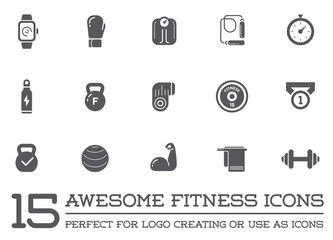 Set of Raster Fitness Aerobics Gym Elements and Fitness Icons Illustration can be used as Logo or Icon in premium quality