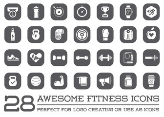 Set of Raster Fitness Aerobics Gym Elements and Fitness Icons Illustration can be used as Logo or Icon in premium quality