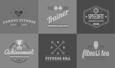 Set of Raster Fitness Aerobics Gym Elements and Fitness Icons Illustration can be used as Logo or Icon in premium quality