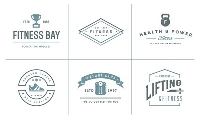 Set of Raster Fitness Aerobics Gym Elements and Fitness Icons Illustration can be used as Logo or Icon in premium quality