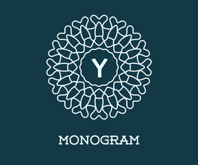 Monogram Design Template with Letter Raster Illustration Premium Elegant Quality