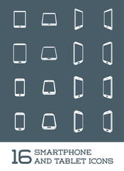 Abstract Minimal Style Modern Mobile Smartphone and Tablet Icon Set of 16