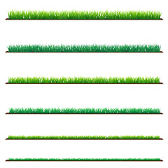 Set of Backgrounds Of Green Grass, Isolated On White Background, Raster Illustration