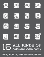 All Kinds of Contact Us Address Book Icons in Raster Isolated for Using in All Purposes Web, Mobile, App Making or Printing