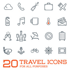 Travel Icons Raster Set, Great for All Purposes like Print Web or Mobile Apps
