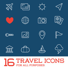 Travel Icons Raster Set, Great for All Purposes like Print Web or Mobile Apps