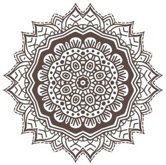 Ethnic Fractal Mandala Raster Meditation looks like Snowflake or Maya Aztec Pattern or Flower too Isolated on White
