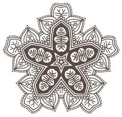 Fototapeta premium Ethnic Fractal Mandala Raster Meditation looks like Snowflake or Maya Aztec Pattern or Flower too Isolated on White