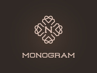 Compact Monogram Design Template with Letter Raster Illustration Premium Elegant Quality