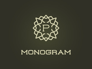 Compact Monogram Design Template with Letter Raster Illustration Premium Elegant Quality