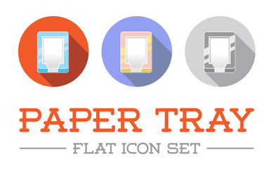 Horizontal Trays for Paper in Flat Raster Icon Design Set
