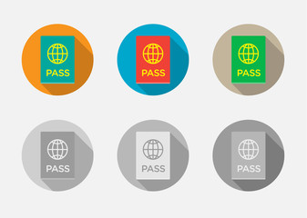 Set of Citizenship or Foreign Passport ID in Raster Colorful Icon can use as Logo