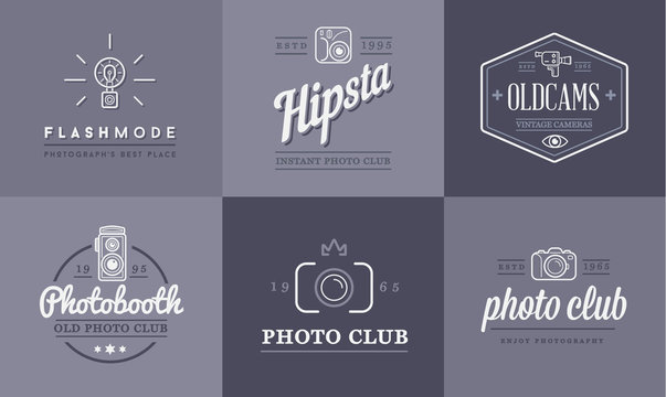 Set of Raster Photo Camera Photography Elements and Video Camera Icons Illustration can be used as Logo or Icon in premium quality