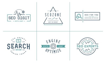 Set of Raster SEO Search Engine Optimisation Elements and Icons Illustration can be used as Logo or Icon in premium quality