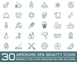 Set of Raster Spa Beauty Yoga Sport Elements Illustration can be used as Logo or Icon in premium quality