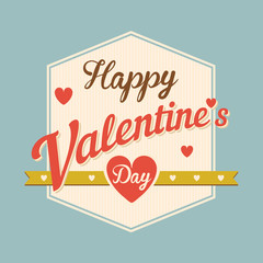 Happy Valentine's Day Hand Lettering Typographical Raster Background in Vintage Retro Old Style Label