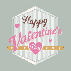 Happy Valentine's Day Hand Lettering Typographical Raster Background in Vintage Retro Old Style Label