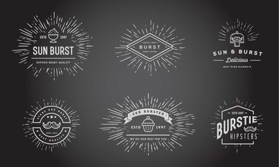 Sunburst on Starburst Element Set for Logo Creating or using as Icon