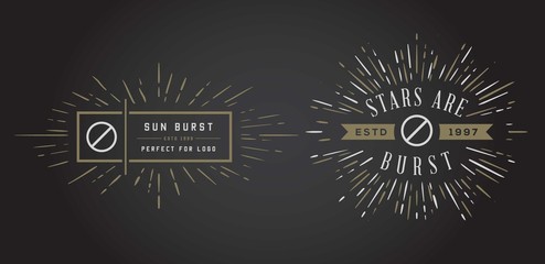 Sunburst on Starburst Element Set for Logo Creating or using as Icon