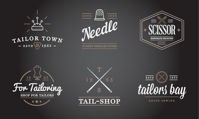Set of Raster Tailoring Tailor Sew Elements and Sewing Knitting Illustration can be used as Logo or Icon in premium quality