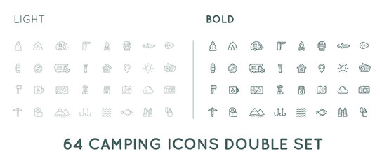 Set of Thin and Bold Raster Hunting Camping Sport Elements Illustration can be used as Logo or Icon in premium quality