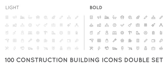 Set of Thin and Bold Raster Construction Building Icons Home and Repair can be used as Logo or Icon in premium quality