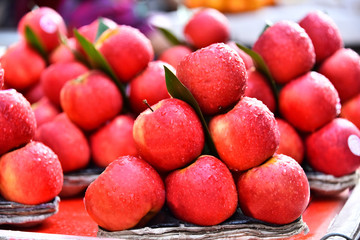 Apples on the street market stall
