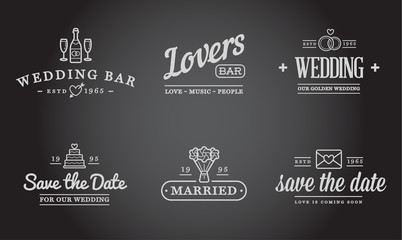 Set of Raster Wedding Love Elements Merry Me Illustration can be used as Logo or Icon in premium quality