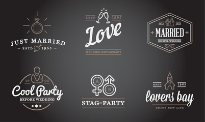 Set of Raster Wedding Love Elements Merry Me Illustration can be used as Logo or Icon in premium quality