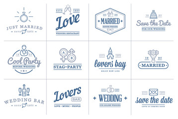 Set of Raster Wedding Love Elements Merry Me Illustration can be used as Logo or Icon in premium quality