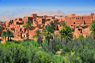 Old berber architecture near the city of Tinghir, Morocco - obrazy, fototapety, plakaty