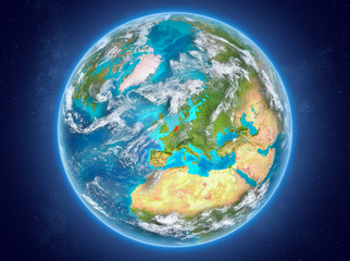 Netherlands on planet Earth in space