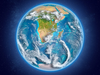 Swaziland on planet Earth in space