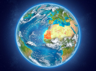 Mauritania on planet Earth in space
