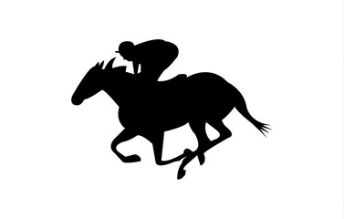 Obraz na płótnie Canvas Jockey riding a horse silhouette