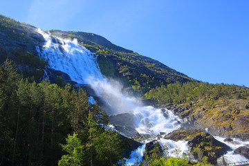 Langfossen waterfall in summer