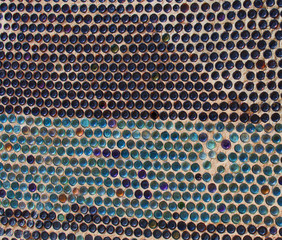 wall of bottles background texture
