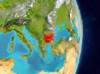 Orbit view of Bulgaria in red
