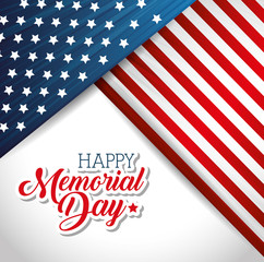 happy memorial day celebration card with usa flag vector illustration design
