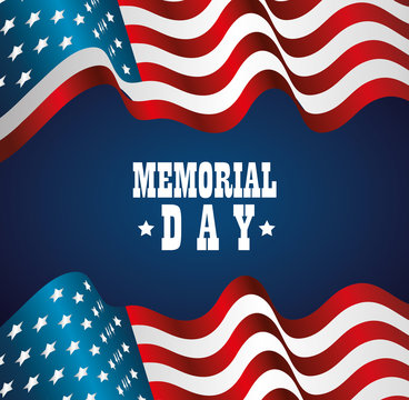 happy memorial day celebration card with usa flag vector illustration design