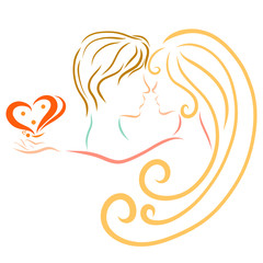 Creative romantic image of a man and a woman, love