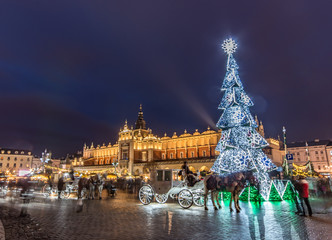 Fototapeta Krakow, Poland, Christmas on Main Market Square obraz