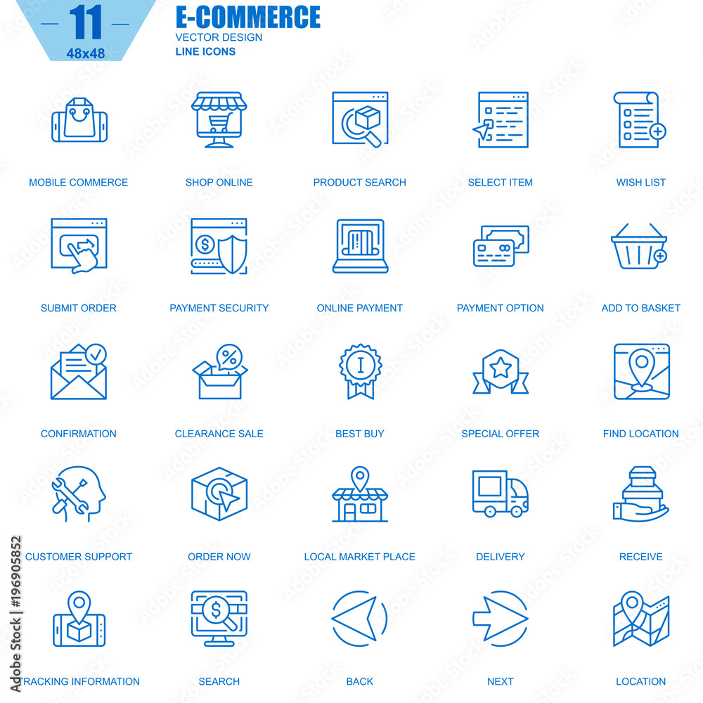 Leinwandbilder thin line online shopping and e-commerce icons set for website and mobile site and apps. contains su