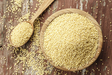 millet cereal in a wooden plate