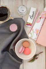 Multicolored cookies macaroons on the table