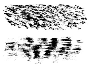 Vector collection of artistic grungy black paint hand made creative brush stroke set isolated on white background. A group of abstract grunge sketches for design education or graphic art decoration