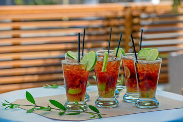 Glasses with rum cocktail