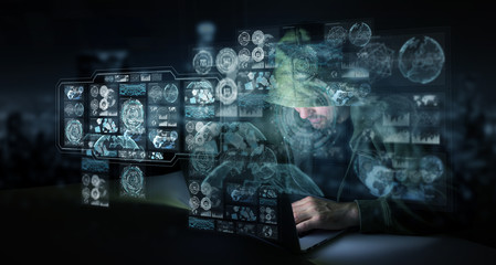 Hacker accessing to personal data information with a computer 3D rendering