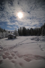 Long exposure shot of a cold night in Vaesterbotten, Sweden